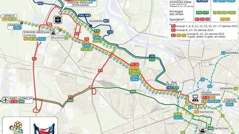 Komunikacja na Euro 2012 we Wrocławiu - mapka