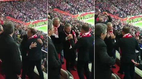 Radość w loży prezydenckiej (na nagraniu kibice reprezentacji Polski)