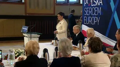Law and Justice&#039;s candidate for MEP seat Beata Szydło appeared at a meeting together with the party leader Jarosław Kaczyński