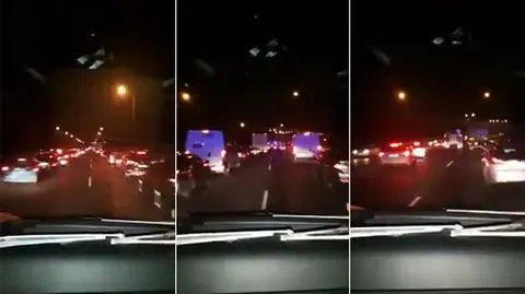 Karetka jedzie na sygnale do wypadku. I filmuje korytarz ratunkowy