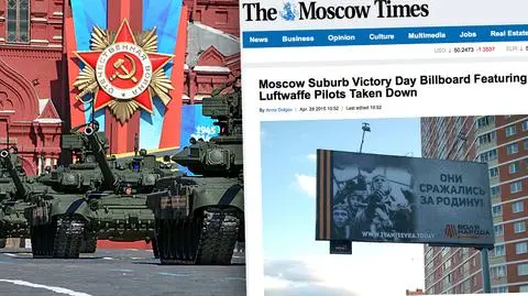 Afera przed Dniem Zwycięstwa. Na plakacie Luftwaffe zamiast Sowietów