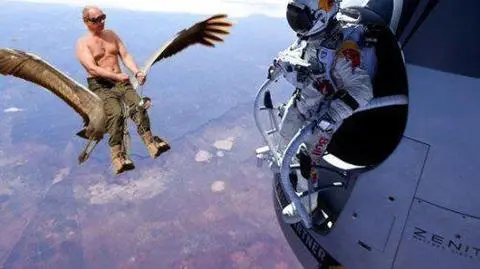 Skok z 39 km? Putin już tam był. Na żurawiu