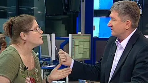 Krystyna Pawłowicz z PiS i Jerzy Wenderlich z SLD w programie "Wstajesz i wiesz" w TVN24