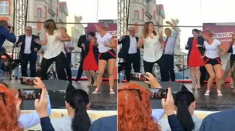 Liderzy Lewicy zatańczyli na scenie w Gnieźnie