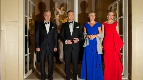 Andrzej Duda i król Belgów Filip na przyjęciu w Łazienkach