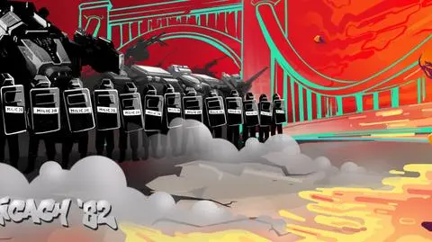 Bojowe roboty i gaz na ulicach: 
antykomunistyczne manifestacje w graffiti