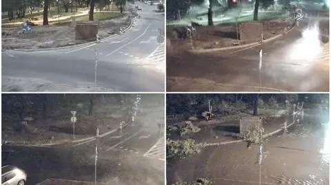 Nagranie z monitoringu w Gnieźnie. Potężna burza przeszła nad miastem