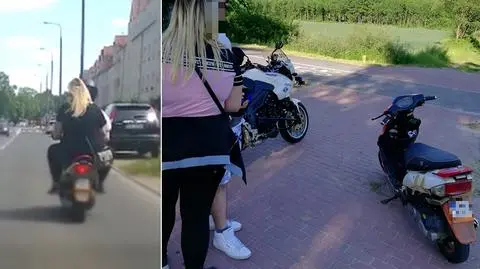 Elbląg: bez prawa jazdy jechał skuterem sklejonym taśmą