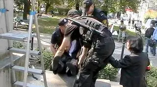 Adam Słomka został zatrzymany podczas protestu