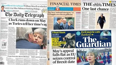 Brytyjska prasa pisząca o odroczeniu brexitu jest krytyczna wobec premier May