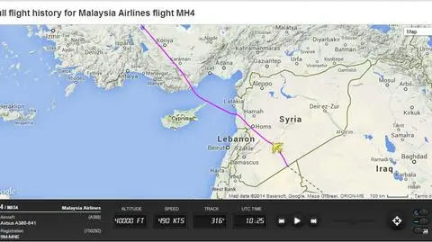 Samoloty Malaysia Airlines nie latają już nad Ukrainą. Jeden przeleciał nad Syrią