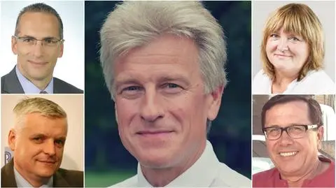 Od lewej: Jarosław, Bogdan, Ryszard - prezydent, Hanna, Ryszard - radny