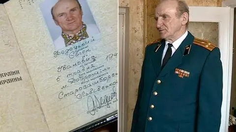 Wojskowy ma na sobie sowiecki mundur z 1989 r.