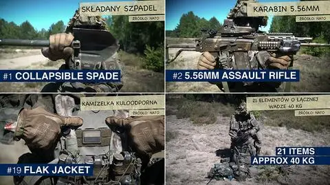 Żołnierze NATO. Polski spadochroniarz pokazuje ekwipunek
