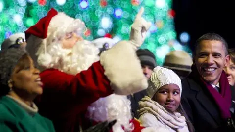 Obama i choinka pod Białym Domem
