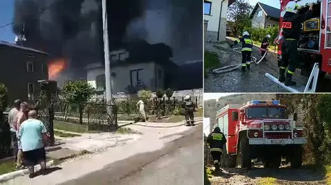 Kwaśniów Górny. Pożar warsztatu samochodowego, ewakuacja mieszkańców