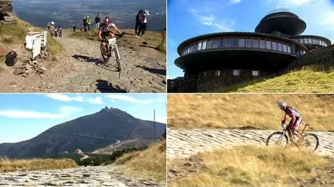 Wiatr i góry im niestraszne. 
Rowerami wjechali na Śnieżkę