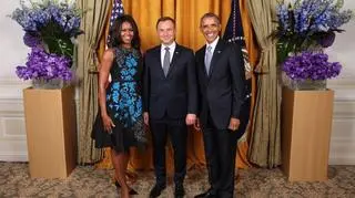 Para prezydencka Barack i Michelle Obama i Andrzej Duda