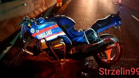 Wypadek na autostradzie A4. Zginął ratownik na motocyklu