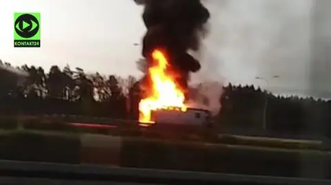 Pożar samochodu z końmi