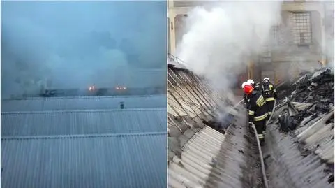 Żagań: pożar hali produkcyjnej pełnej wełny