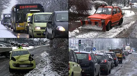Paraliż zimowy na Śląsku. Korki, kolizje, opóźnione autobusy