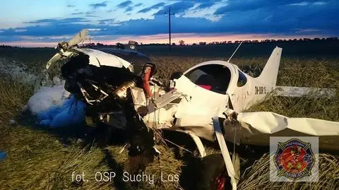 Wrak awionetki na polu