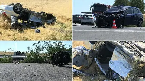 Wypadek w Boniowicach. Dachowała toyota, siedem osób rannych