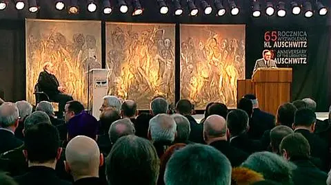 August Kowalczyk podczas uroczystości w Auschwitz