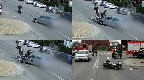 Uderzyła motorowerem w samochód i przeleciała nad nim