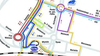 Mapa utrudnień w centrum Katowic