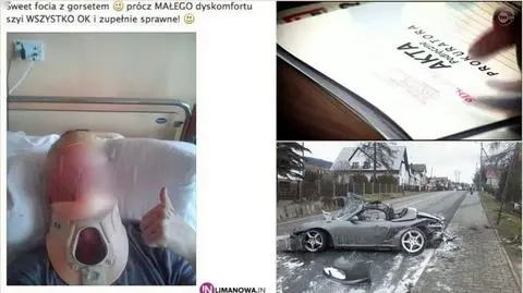 Jest wniosek o zwolnienie policjanta, który pijany rozbił porsche 
