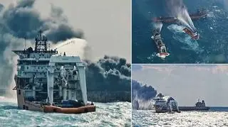 Płonący tankowiec już w strefie ekonomicznej Japonii