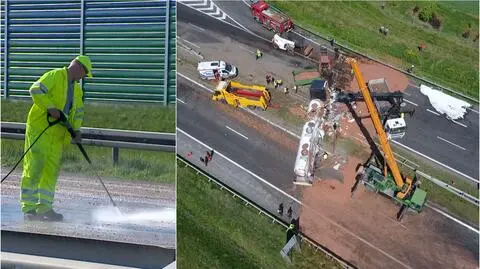 Na A2 wciąż utrudnienia, czyszczą czekoladę
