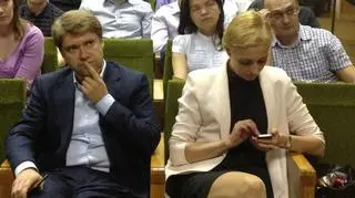 Władimir Aszurkow i Julia Nawalna - żona Aleksieja Nawalnego w czasie wykładu w kwietniu 2012 r.