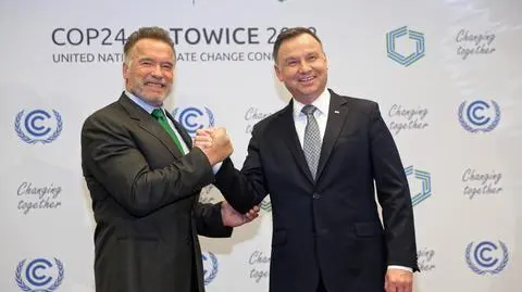 COP24. Andrzej Duda i Arnold Schwrzenegger. Spotkanie w Katowicach