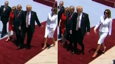 Donald Trump chce złapać Melanię za rękę na lotnisku w Izraelu