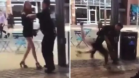 Pyskowała policjantowi, powalił ją na ziemię