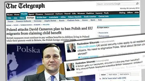 Sikorski "ćwierkał" o brytyjskich zasiłkach. Dostał odpowiedź administracji Camerona