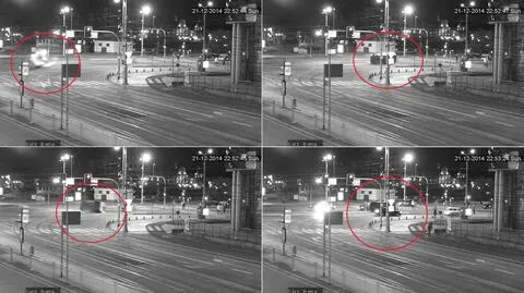 Karetka koziołkuje po zderzeniu z golfem. Monitoring zarejestrował wypadek