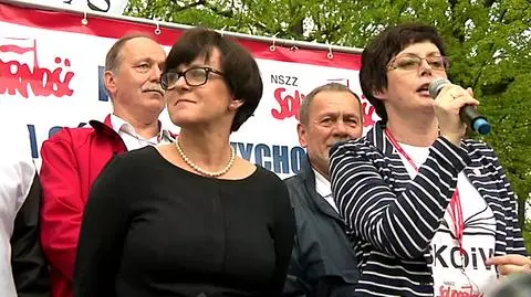 Protest nauczycieli z "Solidarności" w Warszawie