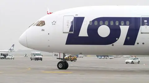 Dreamliner na płycie lotniska