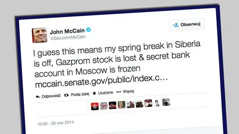 McCain: Straciłem akcje w Gazpromie, anuluję wczasy na Syberii