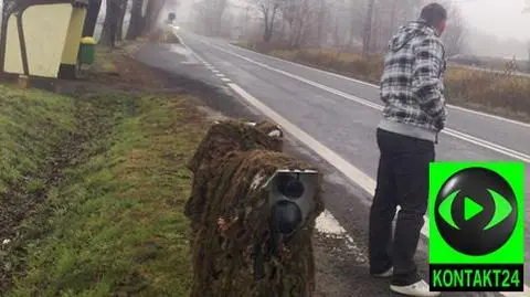 Cywil przy pieńku? Nie. Policjant z radarem