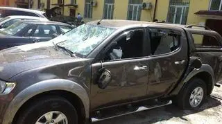 Tak po ataku napastników wyglądało auto Kalapina