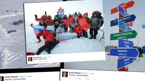 Rogozin na Biegunie Północnym. Rosjanie chcą podbić Arktykę