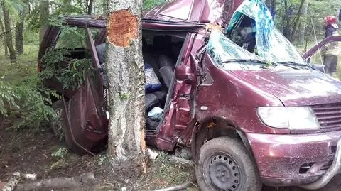 Mercedes rozbił się na drzewie. Kierowca w szpitalu