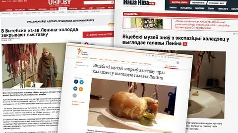 Białoruś. Głowa Lenina z galarety wieprzowej na wystawie