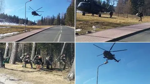 Niespodziewany desant żołnierzy na drodze w Karpaczu