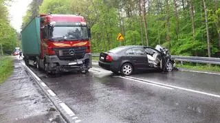 Wypadek na drodze krajowej nr 20 w Żukowie 